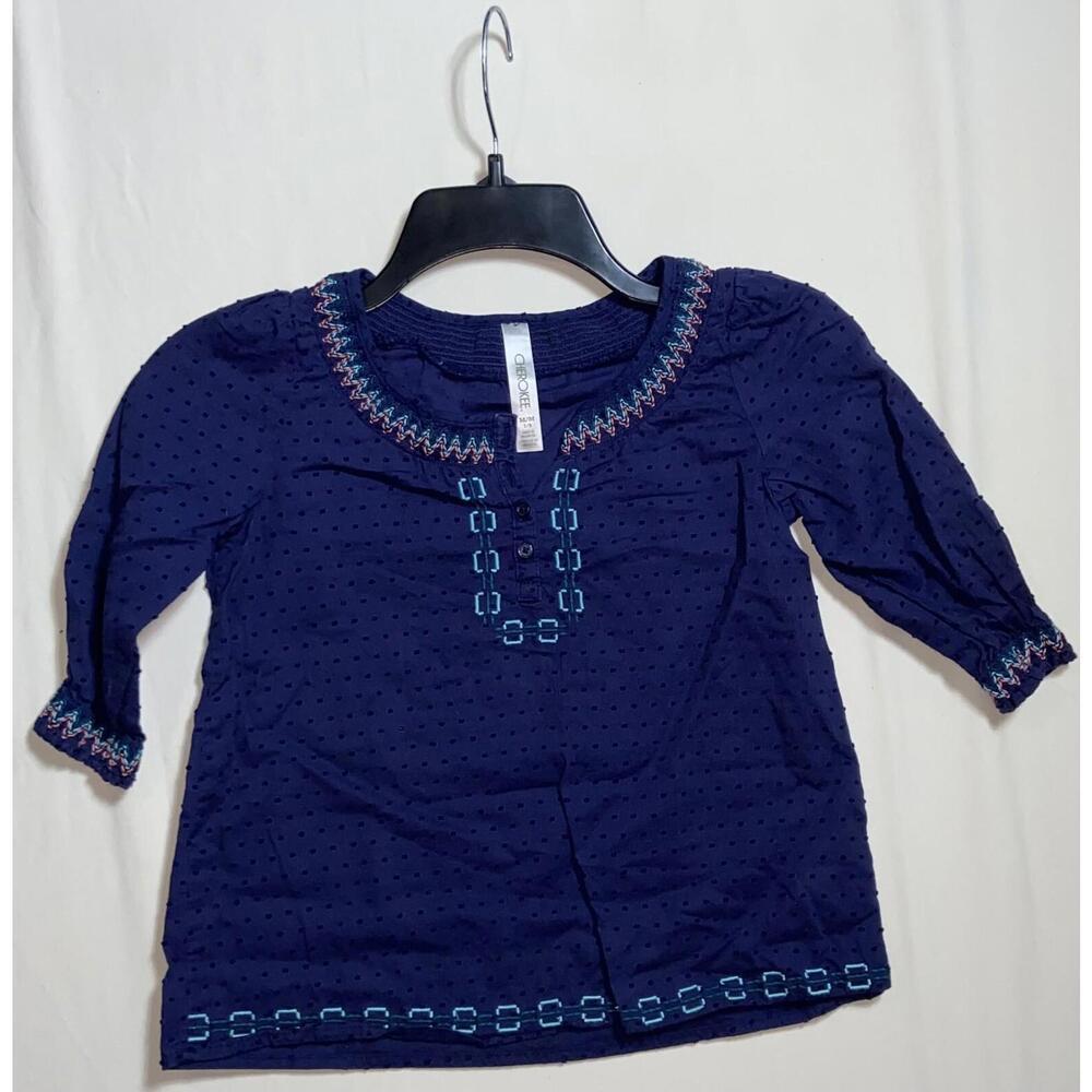 CHEROKEE GIRLS Top Tunic Shorts Sleeves Size M 7/8 PRINT Peasant Boho Cute